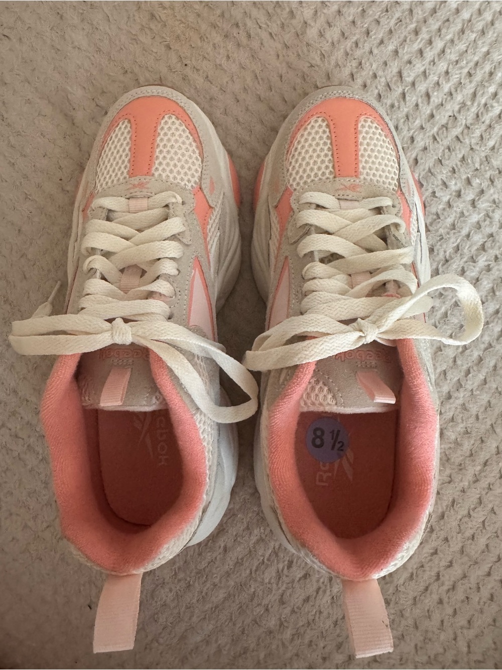Reebok White and Pink Athletic Sneakers